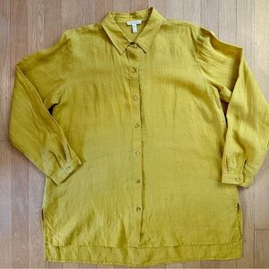 Eileen Fisher - Yellow Handkerchief Linen Classic Collar Shirt